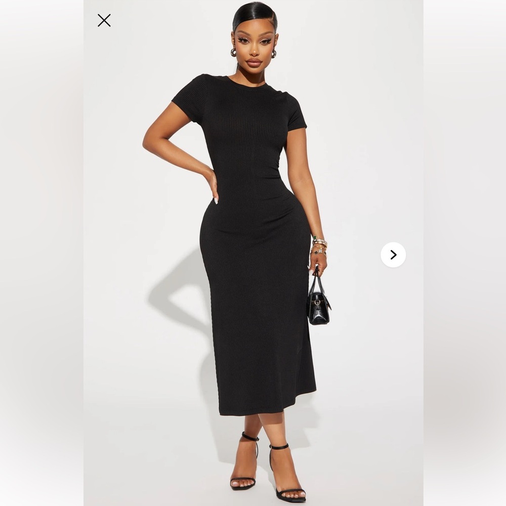Fashionnova Madison Ribbed Midi Dress - Black